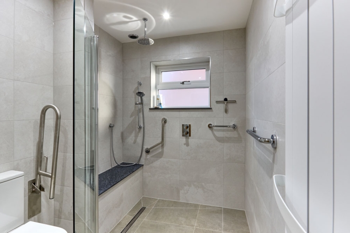 Modern Wet Room Shower With Handrails